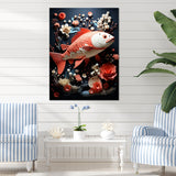 Designart "Red Fish And Small Animal Underwater Coral " Coastal Coral Under Water Wall Art