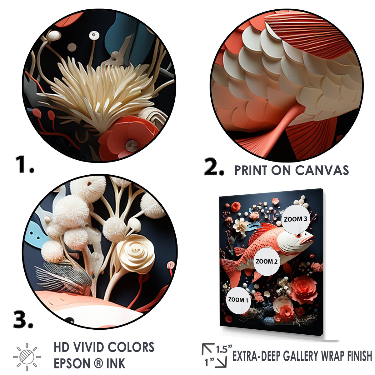 Designart "Red Fish And Small Animal Underwater Coral " Coastal Coral Under Water Wall Art