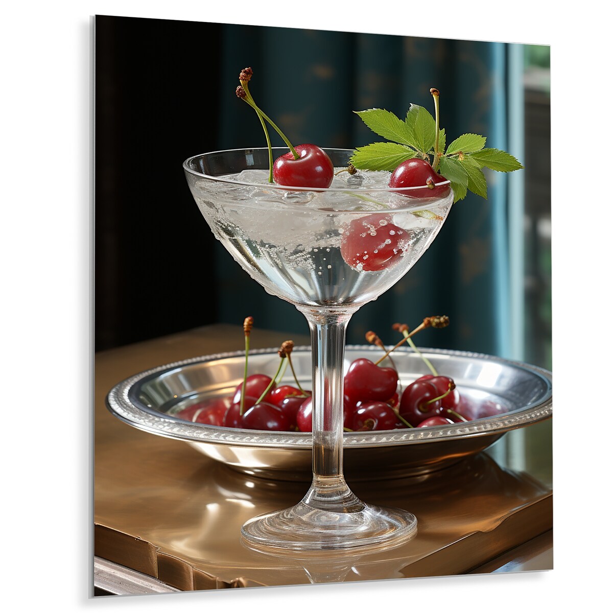 Designart "Red Russian Wilderness Polar Platinum Cocktails" Cocktails Red Metal Wall Art - Traditional Metal Art Work