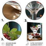 Designart "Red Russian Wilderness Polar Platinum Cocktails" Cocktails Red Metal Wall Art - Traditional Metal Art Work
