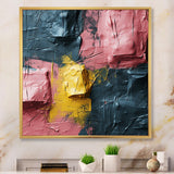 Designart "Rejoicing In Love Pink And Gold Abstract Painting" Abstract Painting Framed Wall Art Prints