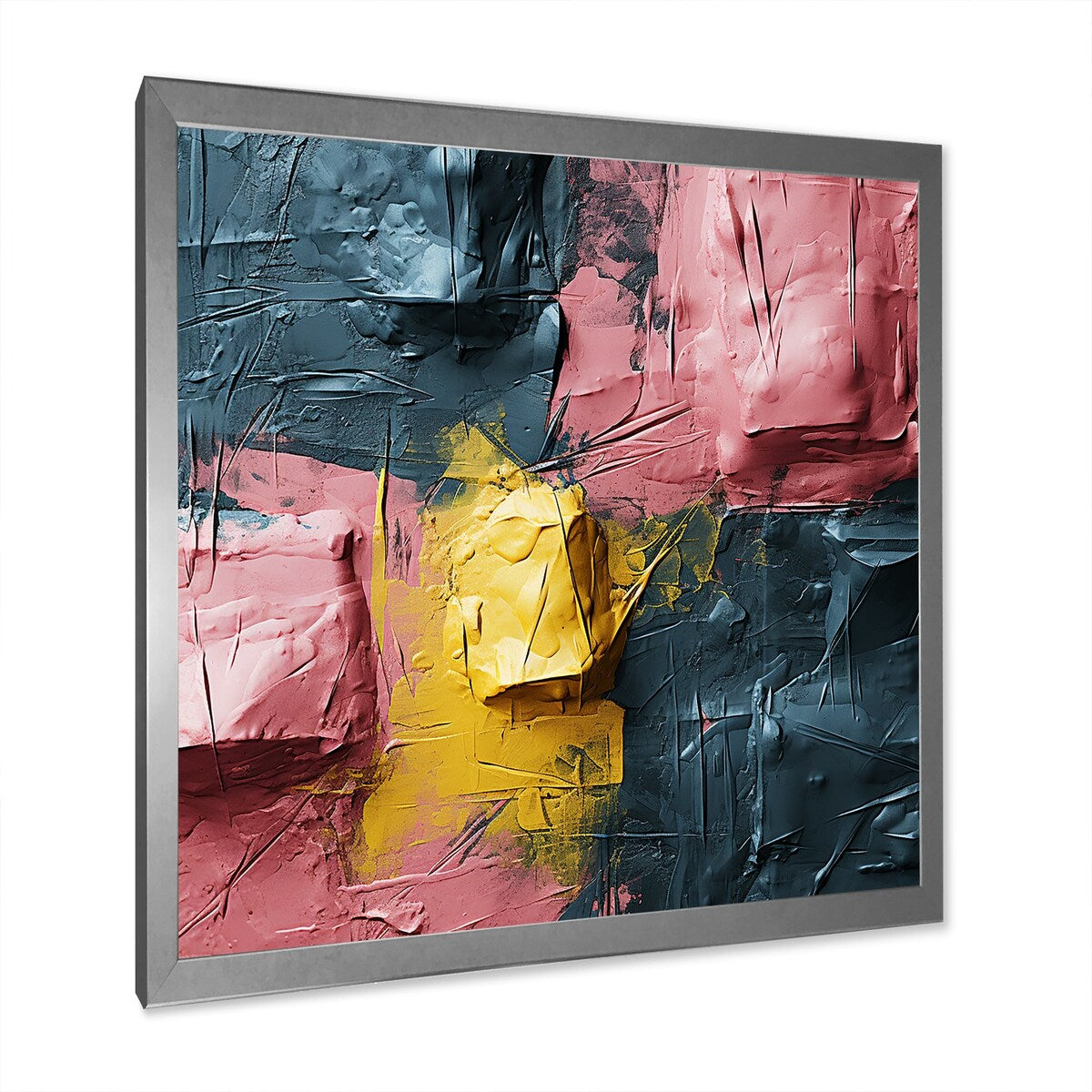 Designart "Rejoicing In Love Pink And Gold Abstract Painting" Abstract Painting Framed Wall Art Prints