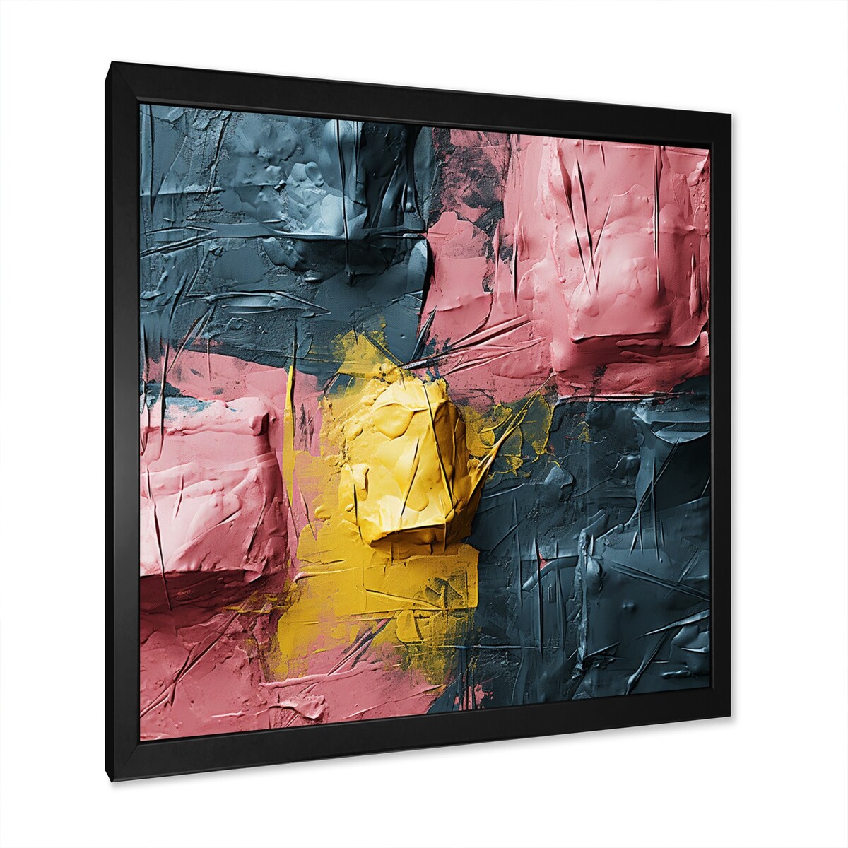 Designart "Rejoicing In Love Pink And Gold Abstract Painting" Abstract Painting Framed Wall Art Prints