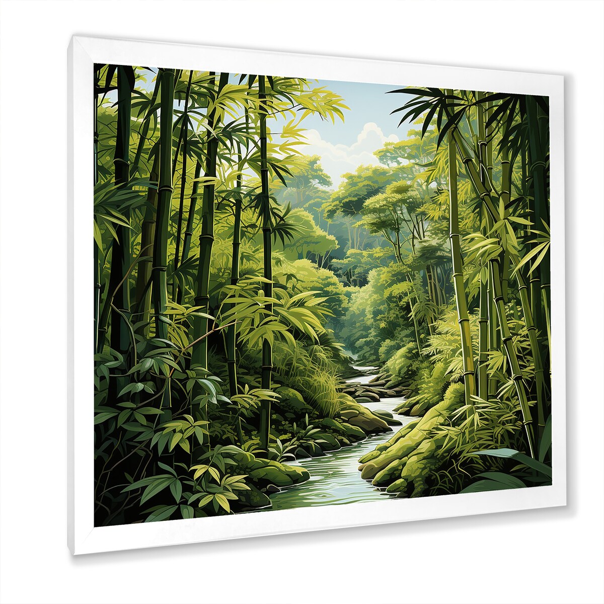 Designart "Relaxing Bamboo Jungle I" Bamboo Wall Decor Green Traditional Hallway Framed Wall Art Decor