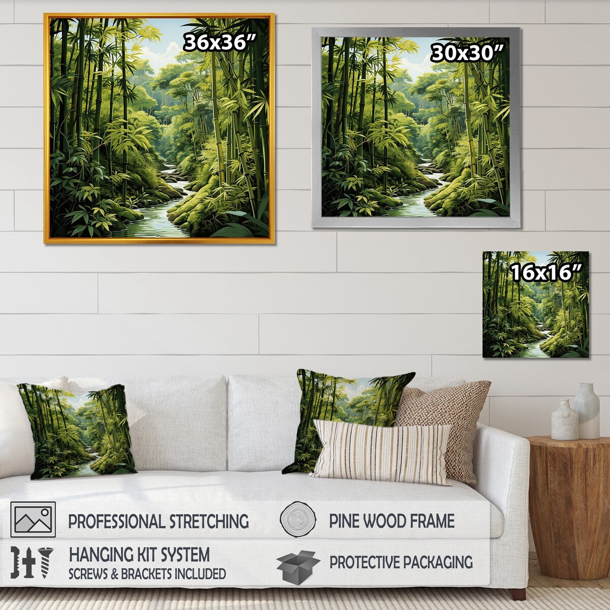 Designart "Relaxing Bamboo Jungle I" Bamboo Wall Decor Green Traditional Hallway Framed Wall Art Decor