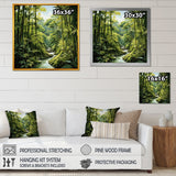 Designart "Relaxing Bamboo Jungle I" Bamboo Wall Decor Green Traditional Hallway Framed Wall Art Decor