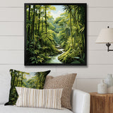Designart "Relaxing Bamboo Jungle I" Bamboo Wall Decor Green Traditional Hallway Framed Wall Art Decor