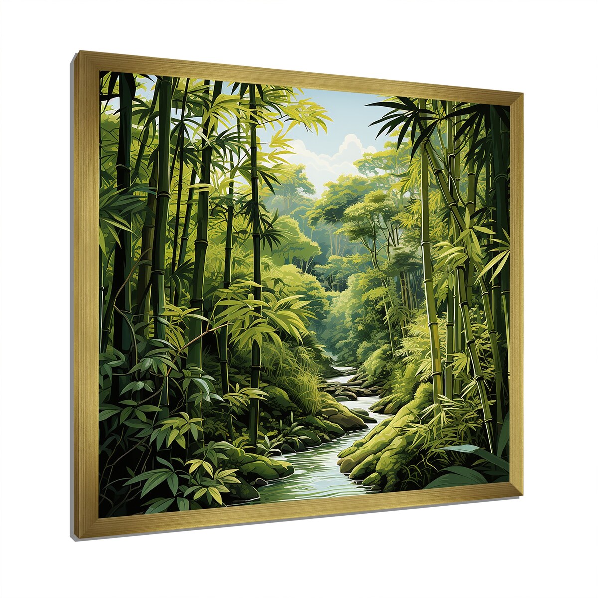 Designart "Relaxing Bamboo Jungle I" Bamboo Wall Decor Green Traditional Hallway Framed Wall Art Decor