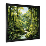 Designart "Relaxing Bamboo Jungle I" Bamboo Wall Decor Green Traditional Hallway Framed Wall Art Decor