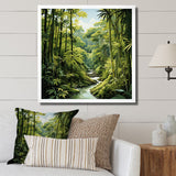 Designart "Relaxing Bamboo Jungle I" Bamboo Wall Decor Green Traditional Hallway Framed Wall Art Decor