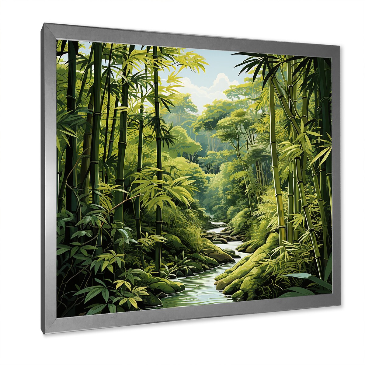 Designart "Relaxing Bamboo Jungle I" Bamboo Wall Decor Green Traditional Hallway Framed Wall Art Decor