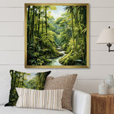 Designart "Relaxing Bamboo Jungle I" Bamboo Wall Decor Green Traditional Hallway Framed Wall Art Decor