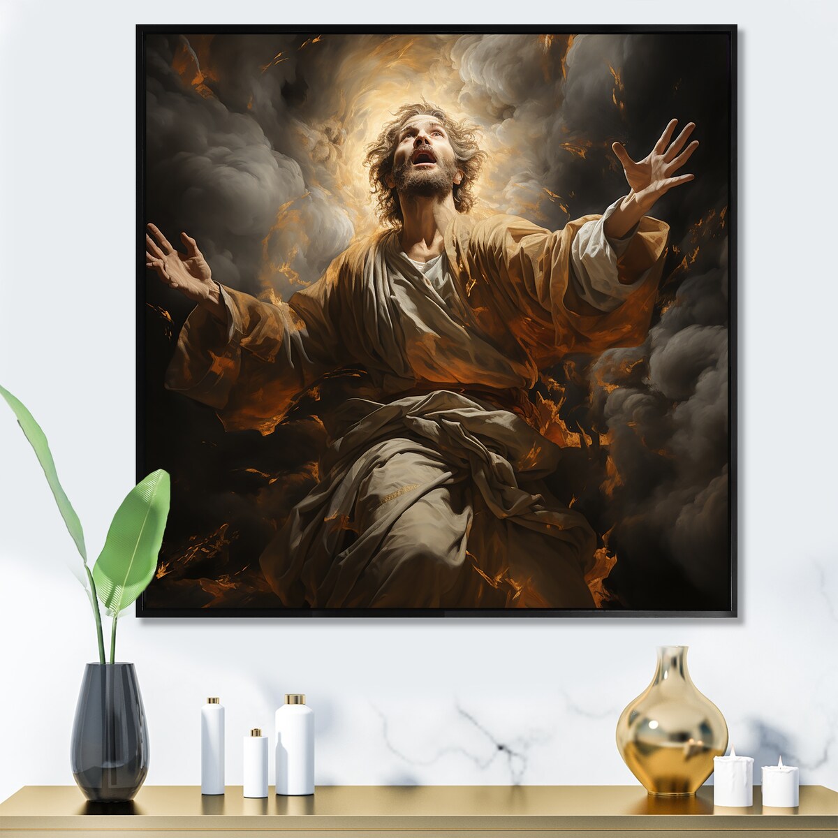 Designart "Religious Sacred Resurrection" Christianity Framed Canvas Art Print