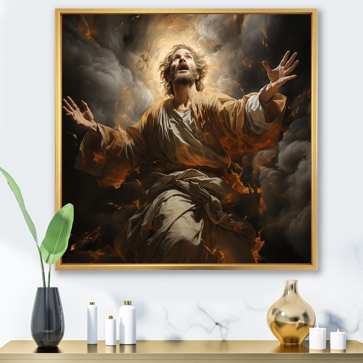 Designart "Religious Sacred Resurrection" Christianity Framed Canvas Art Print