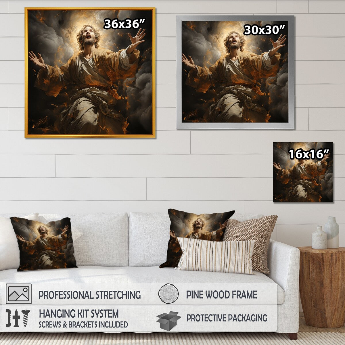 Designart "Religious Sacred Resurrection" Christianity Framed Canvas Art Print