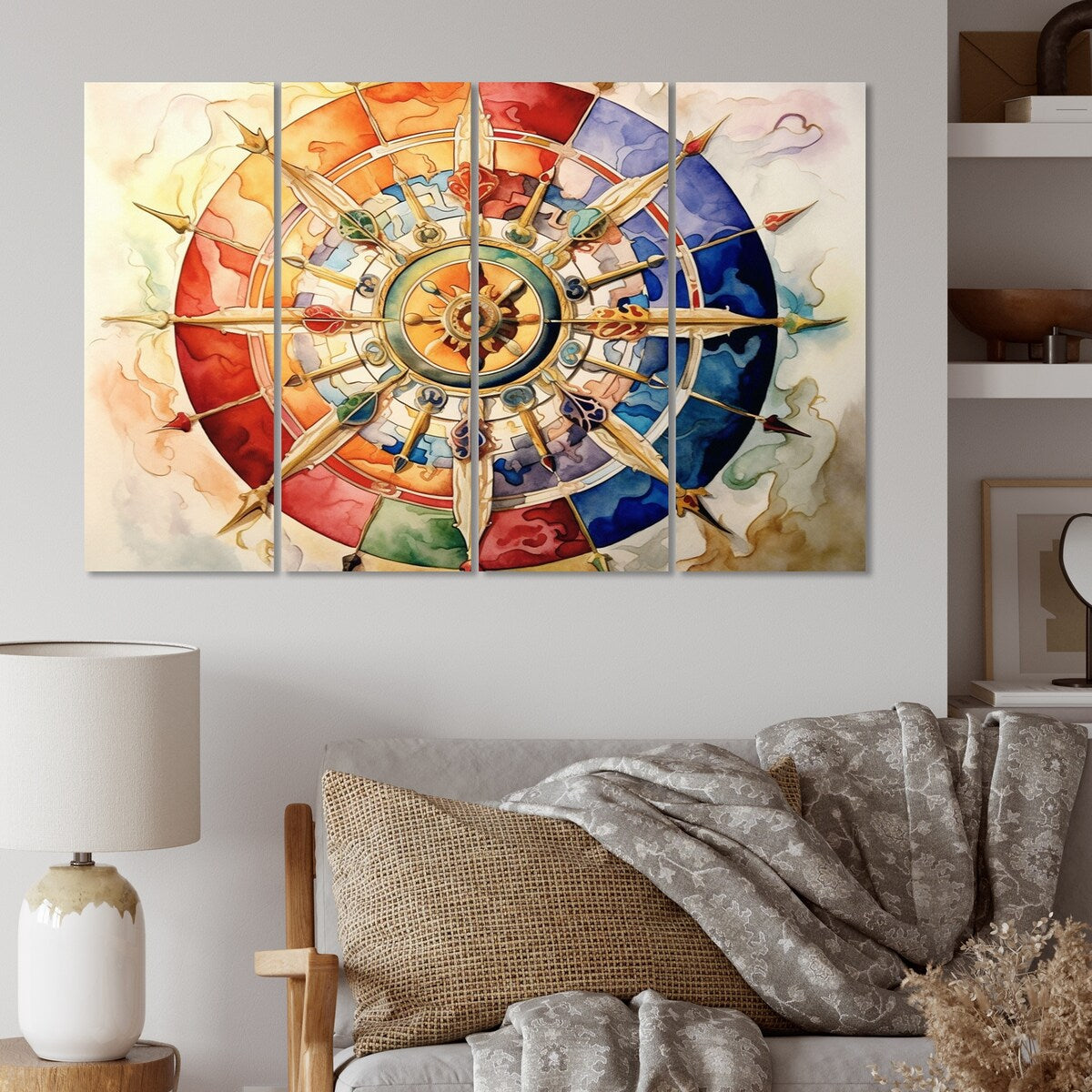 Designart "Religious Wheel Of Dharma" Hinduisim Art Living Room Set