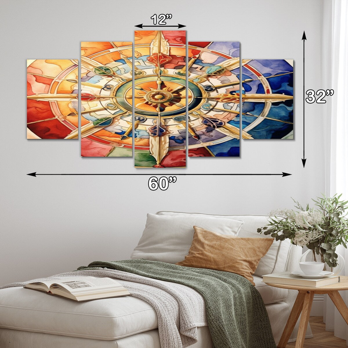Designart "Religious Wheel Of Dharma" Hinduisim Art Living Room Set