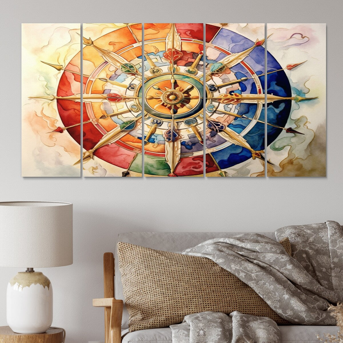 Designart "Religious Wheel Of Dharma" Hinduisim Art Living Room Set