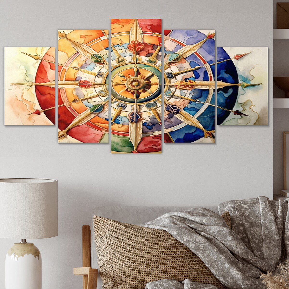 Designart "Religious Wheel Of Dharma" Hinduisim Art Living Room Set