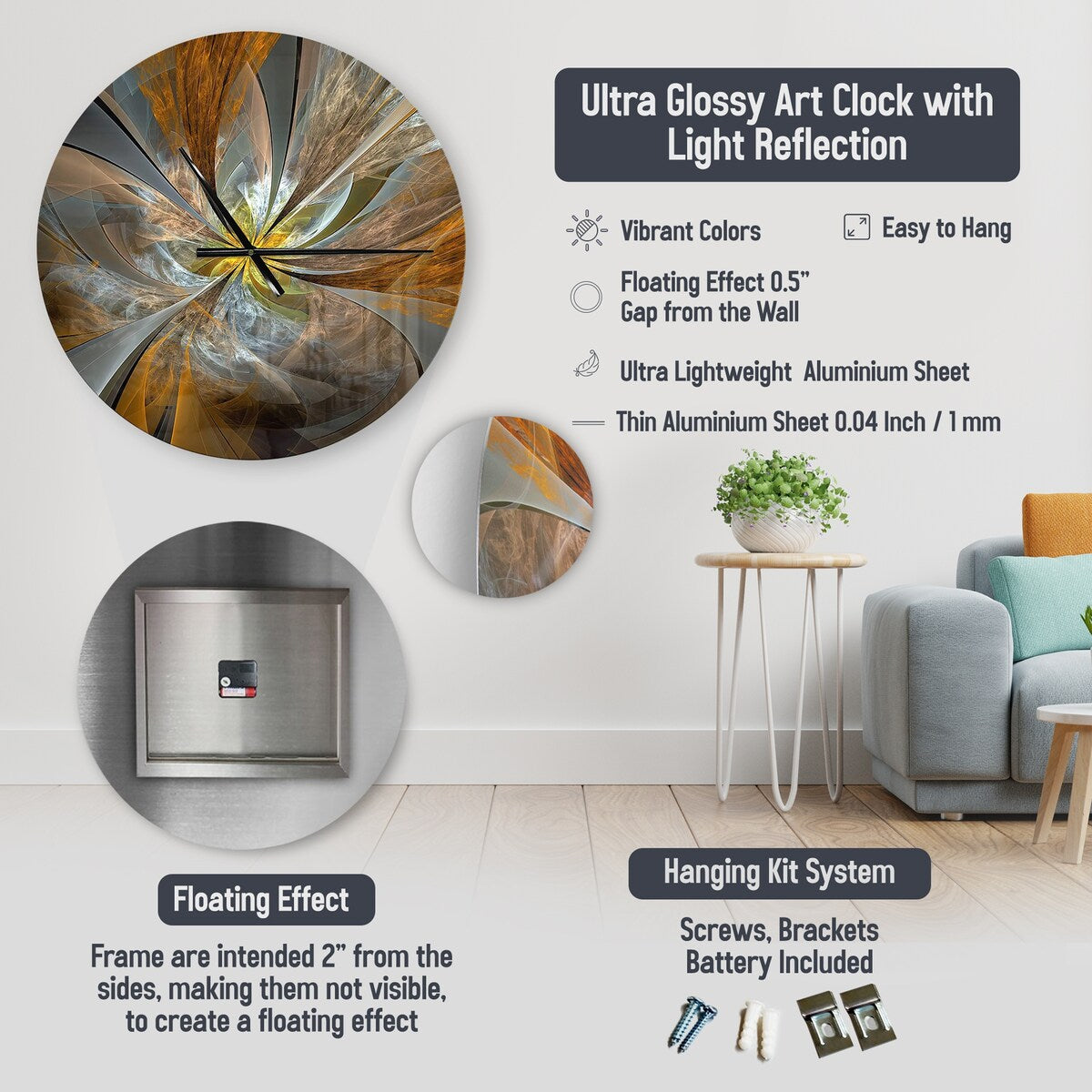 Designart "Remembering Ukraine Abstract Painting I" Abstract Painting Oversized Wall Clock