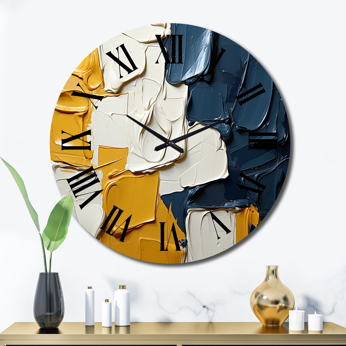 Designart "Remembering Ukraine Abstract Painting I" Abstract Painting Oversized Wall Clock