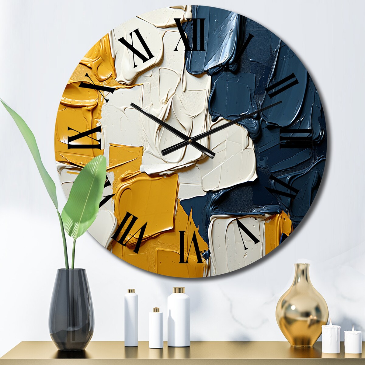 Designart "Remembering Ukraine Abstract Painting I" Abstract Painting Oversized Wall Clock
