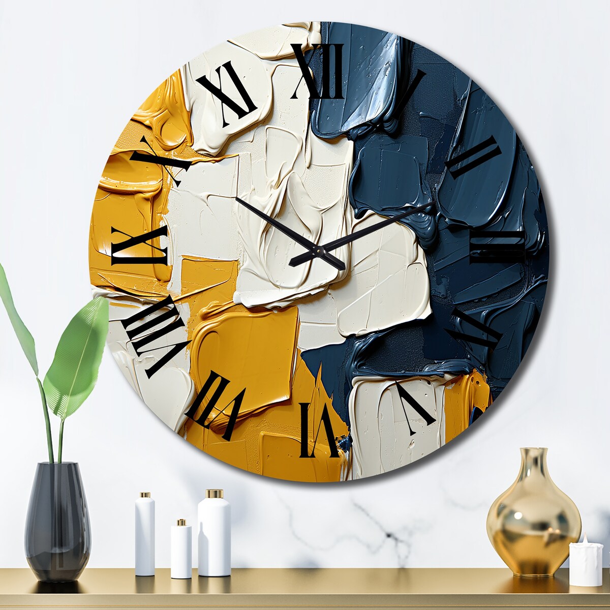 Designart "Remembering Ukraine Abstract Painting I" Abstract Painting Oversized Wall Clock