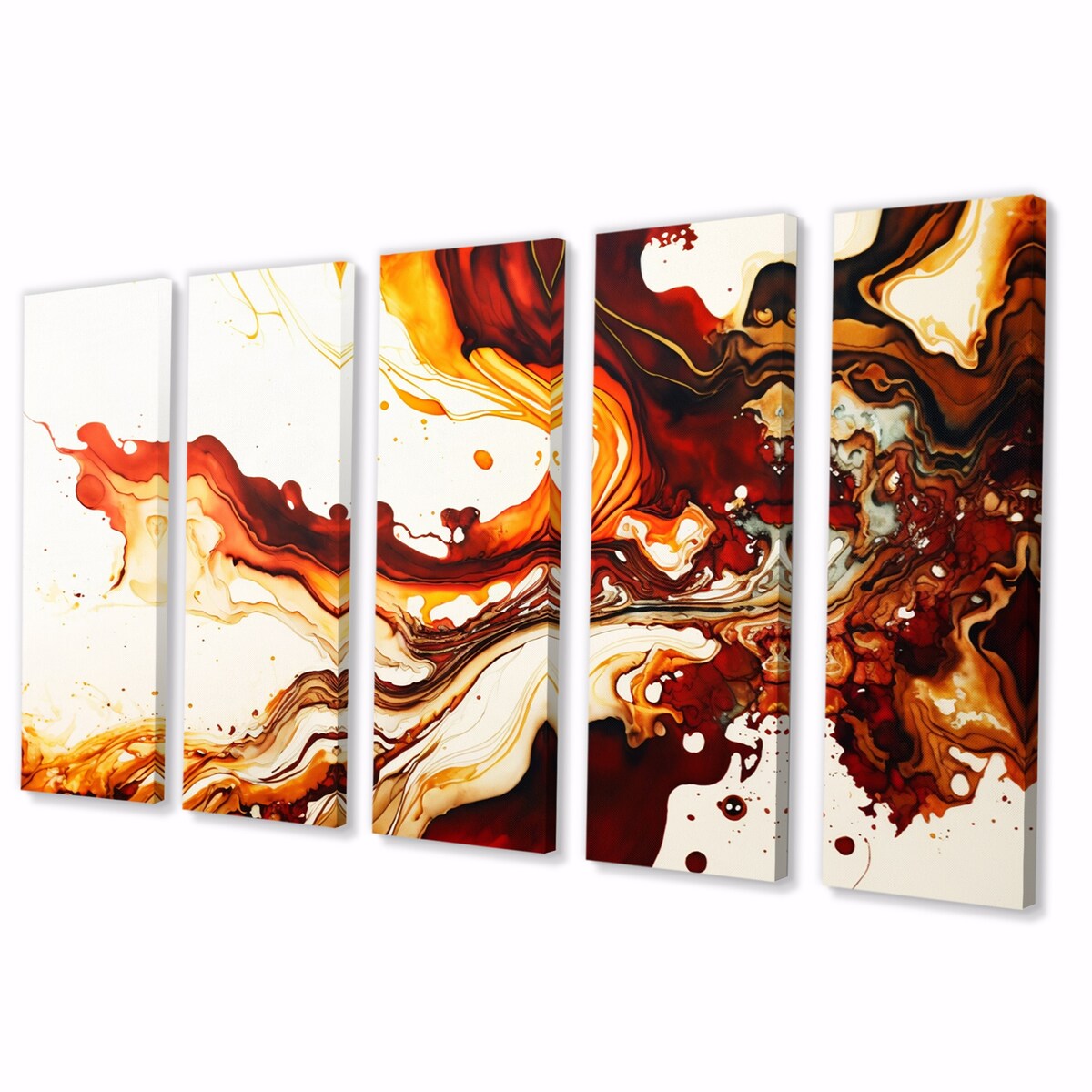 Designart "Rendend Point Dreams IV" Abstract Liquid Ink Multipanel Wall Art Prints