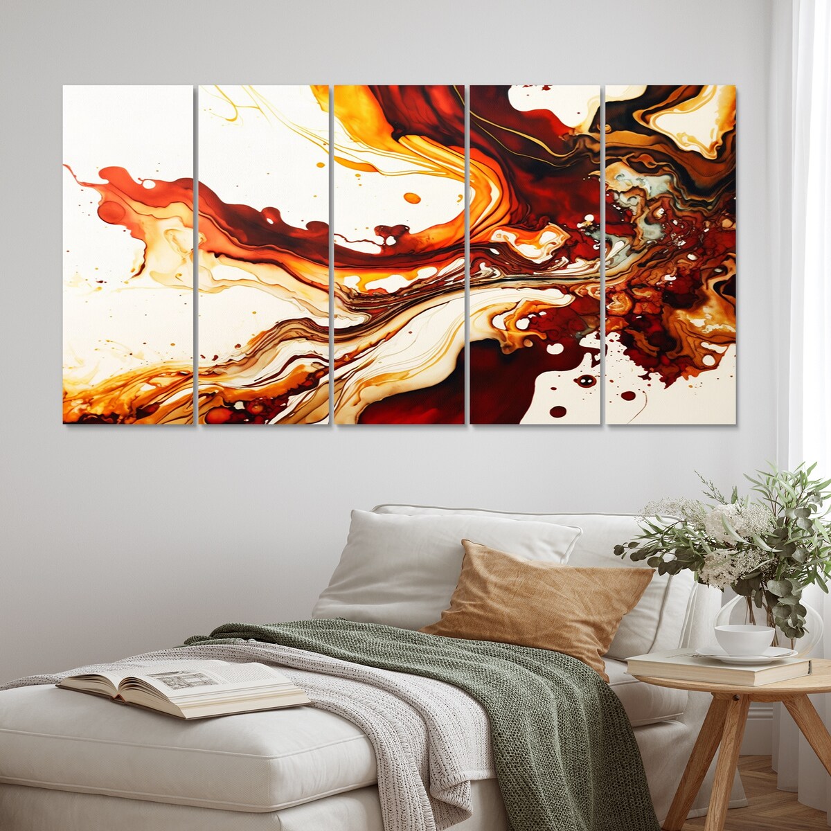 Designart "Rendend Point Dreams IV" Abstract Liquid Ink Multipanel Wall Art Prints