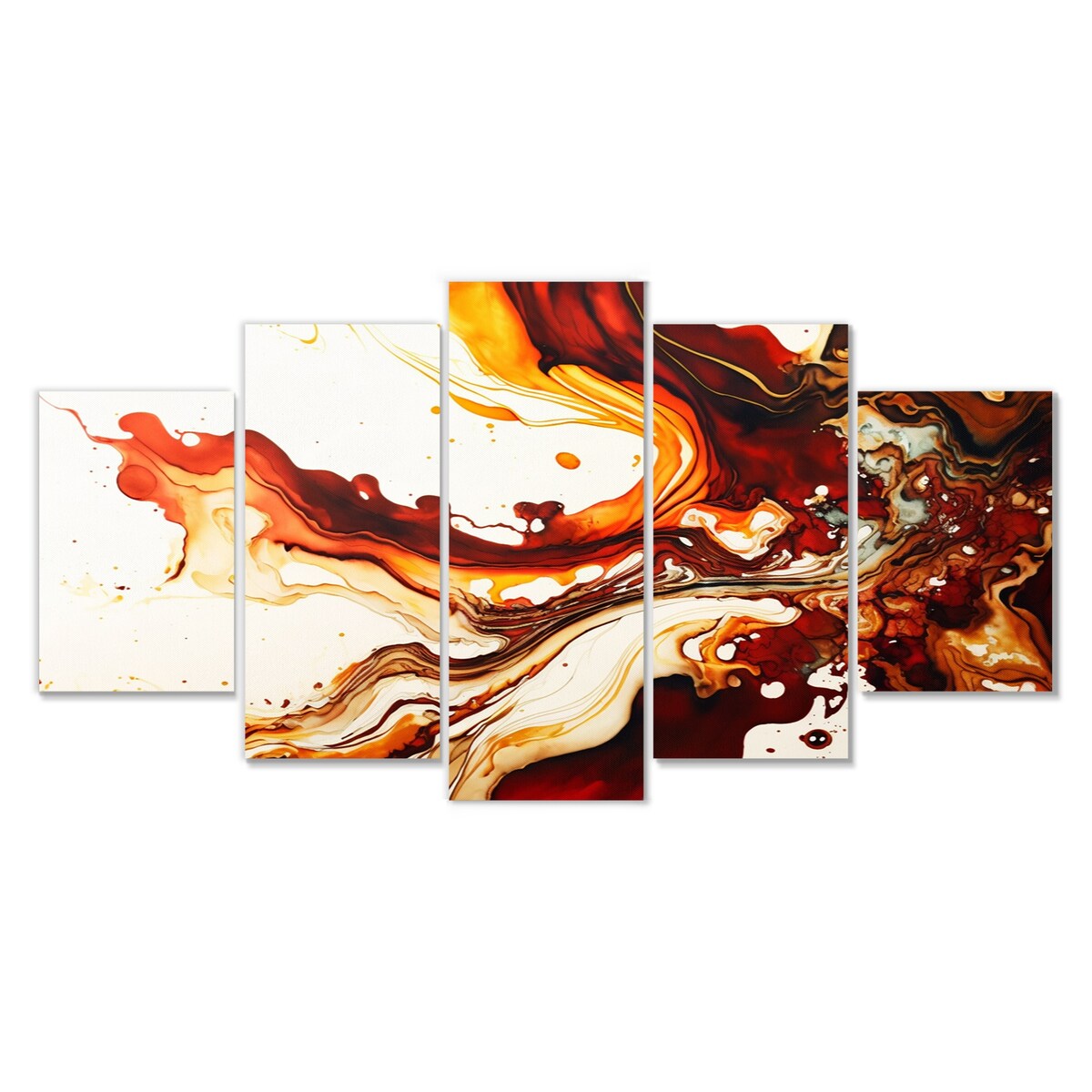 Designart "Rendend Point Dreams IV" Abstract Liquid Ink Multipanel Wall Art Prints