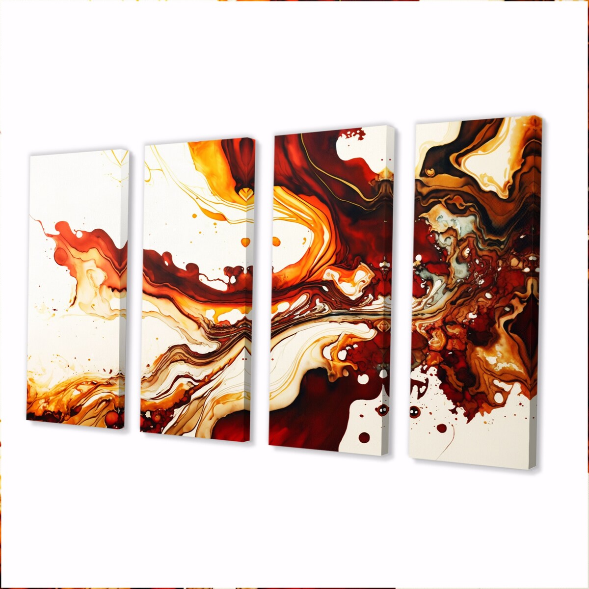 Designart "Rendend Point Dreams IV" Abstract Liquid Ink Multipanel Wall Art Prints