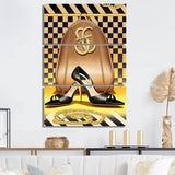 Designart "Retro Art Deco High Heel Shoe V" Fashion Shoes Canvas Art Print - 3 Panels