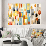 Designart "Retro Cubist Abstract Retro Composition" Modern Midcentury Wall Art Set Of 3 Gallery Wall Set For Home Decor