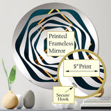 Designart "Retro Diamond Geometry in Teal And Gold" - Modern Abstract Geometric Amorphe Decorative Mirror