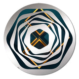 Designart "Retro Diamond Geometry in Teal And Gold" - Modern Abstract Geometric Amorphe Decorative Mirror