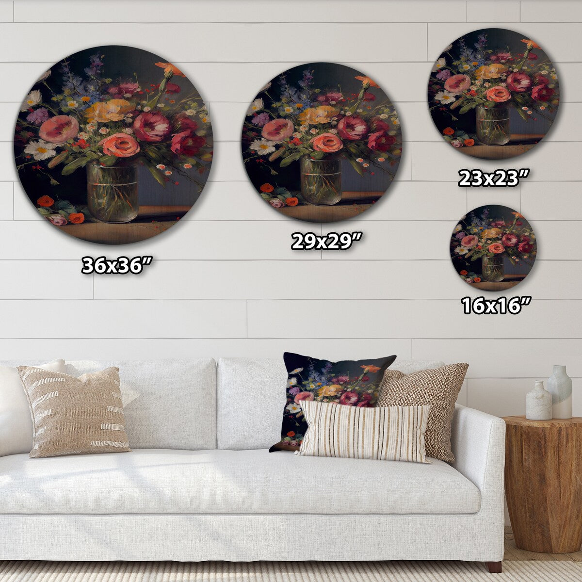 Designart "Retro Still Life With Blossoming Wildflowers II" Floral Wood Wall Art - Natural Pine Wood