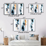 Designart "Rhapsody In Heartbeat Turquoise Gold Ink Cloud III" Abstract Painting Printed Art Set Of 3 For Bedroom