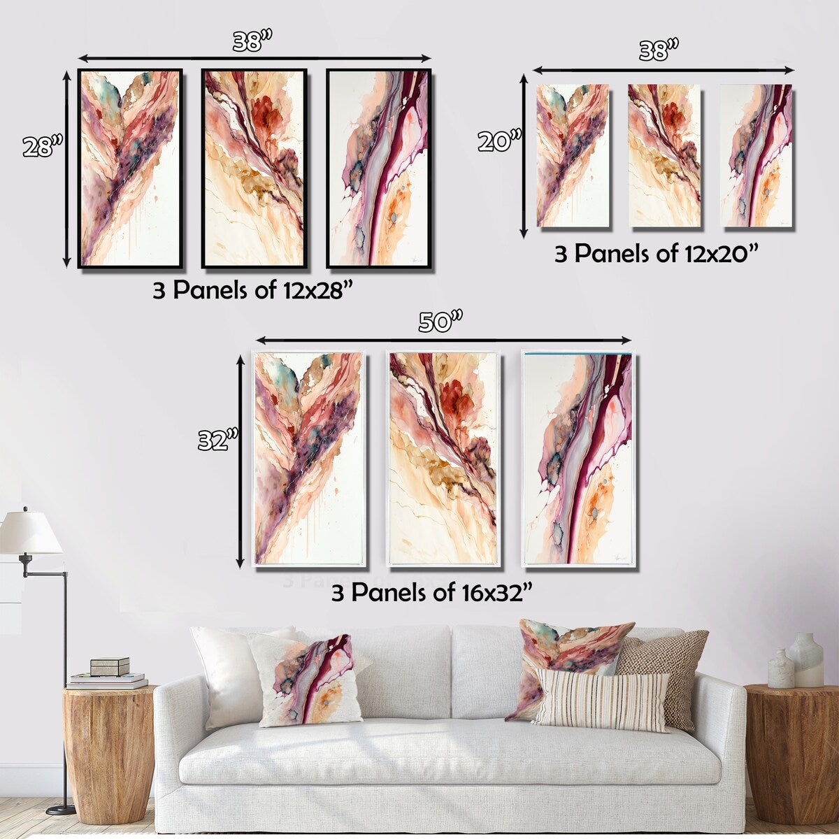 Designart "River In The Redend Point Canyon I" Abstract Liquid Ink Wall Art Set Of 3 Modern Printed Art Set For Bedroom