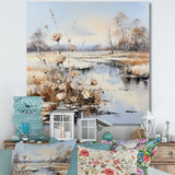 Designart "River Meadow Charm In Winter " Meadow Wall Art