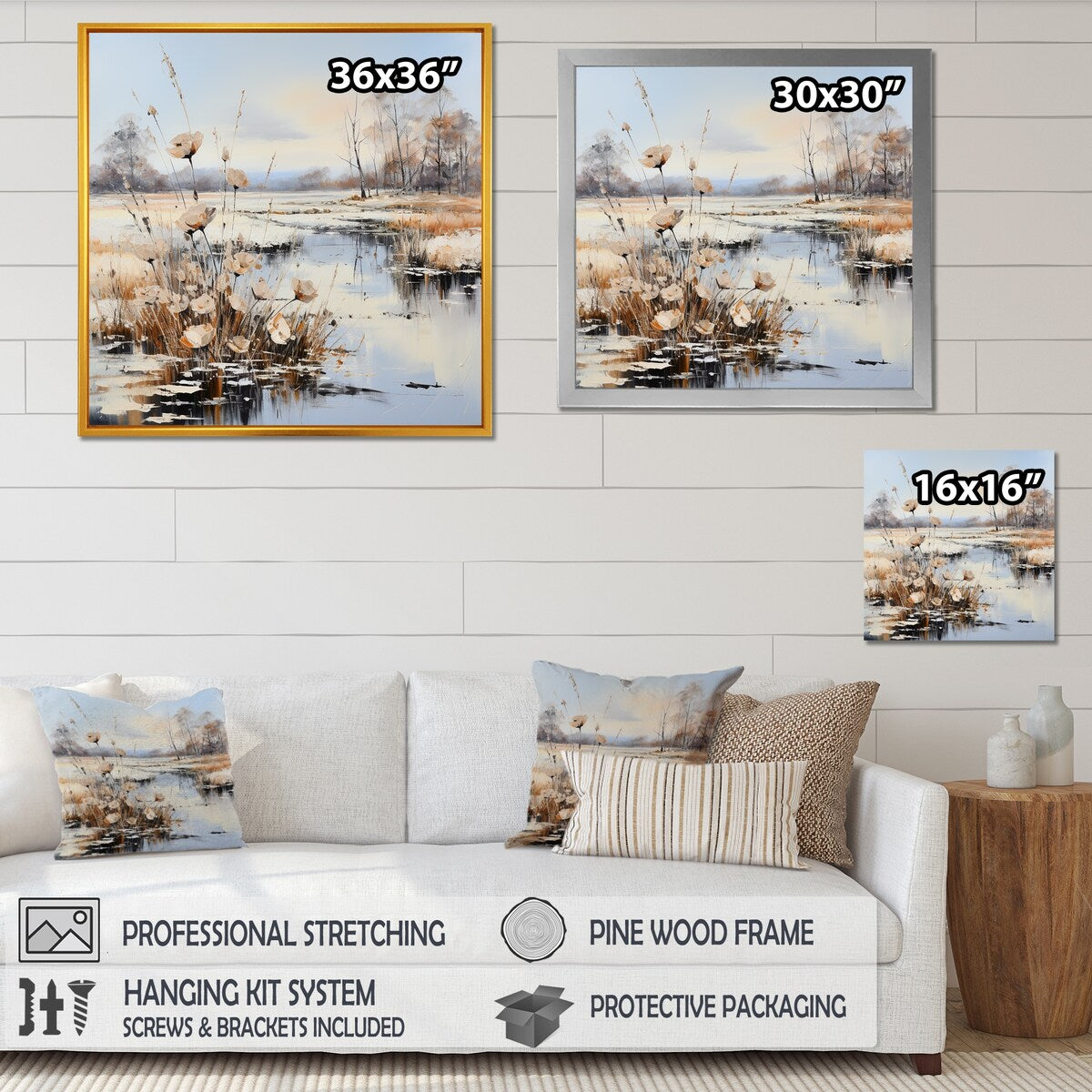 Designart "River Meadow Charm In Winter " Meadow Wall Art