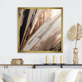 Designart "Rosegold Embracing Essence Of Lines V" Abstract Marble Framed Wall Art For Living Room