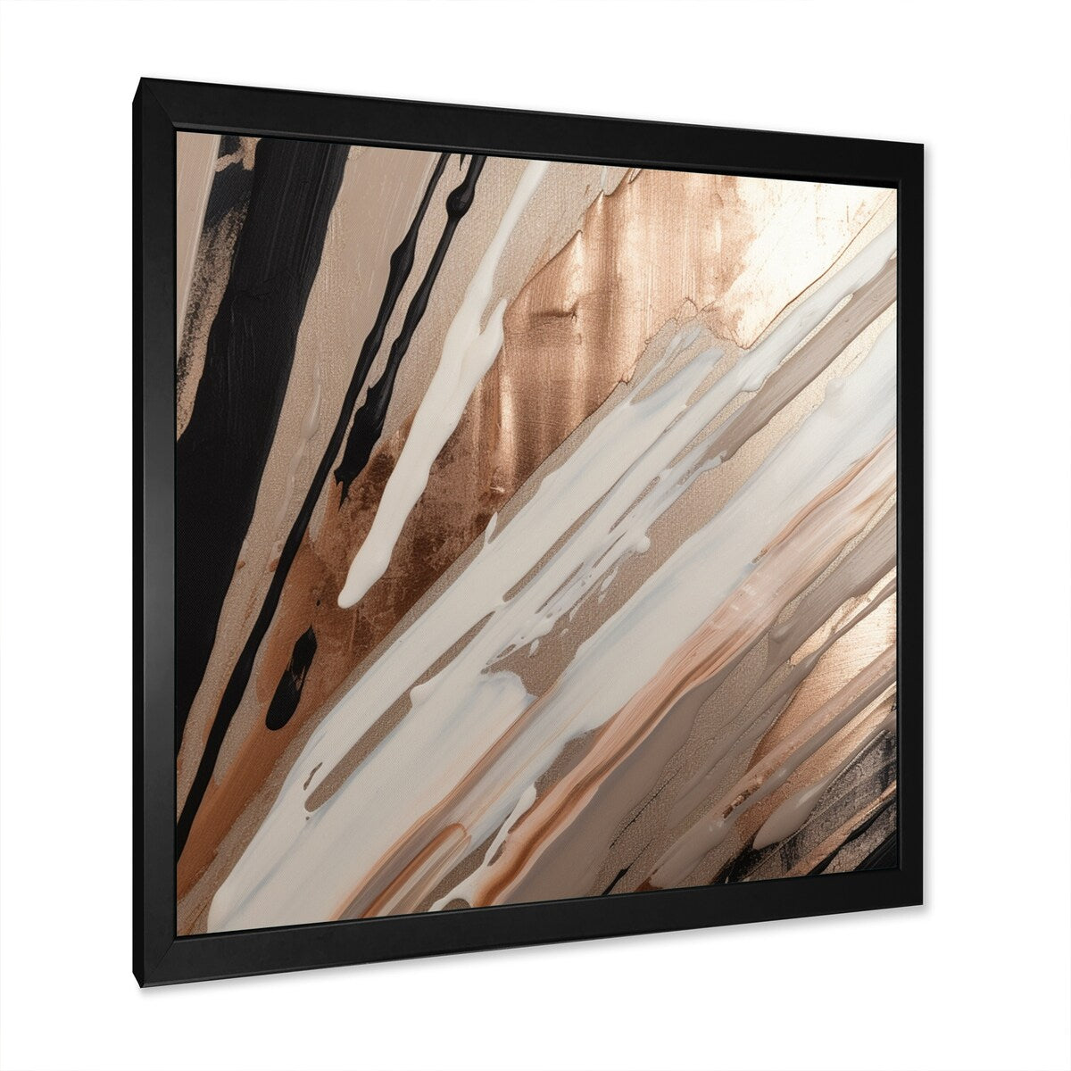 Designart "Rosegold Embracing Essence Of Lines V" Abstract Marble Framed Wall Art For Living Room
