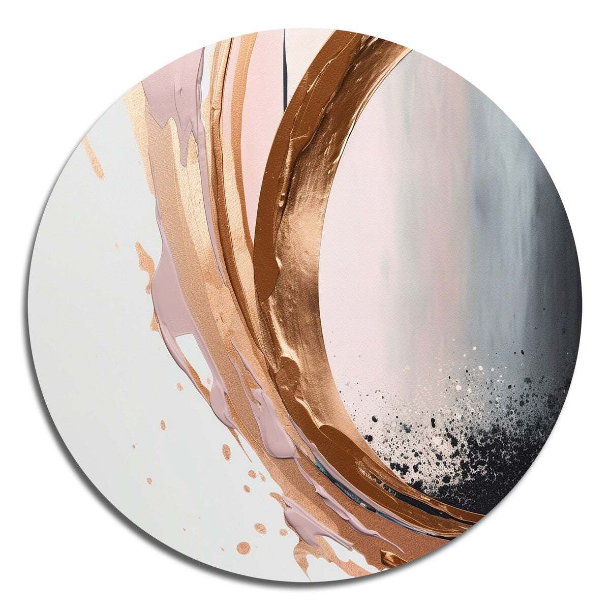 Designart "Rosegold Half Circles Boho V" Modern Shapes Transitional Metal Round Wall Art