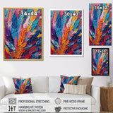 Designart "Rough Texture Colorful Feathers Painting I" Feathers Framed Canvas Art Print