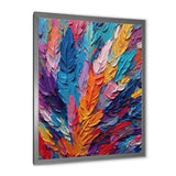 Designart "Rough Texture Colorful Feathers Painting I" Feathers Framed Canvas Art Print