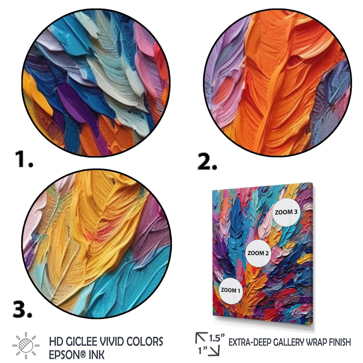 Designart "Rough Texture Colorful Feathers Painting I" Feathers Framed Canvas Art Print