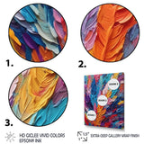 Designart "Rough Texture Colorful Feathers Painting I" Feathers Framed Canvas Art Print