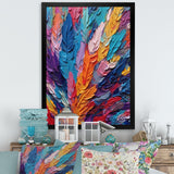 Designart "Rough Texture Colorful Feathers Painting I" Feathers Framed Canvas Art Print