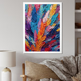 Designart "Rough Texture Colorful Feathers Painting I" Feathers Framed Canvas Art Print