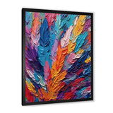 Designart "Rough Texture Colorful Feathers Painting I" Feathers Framed Canvas Art Print